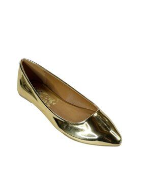 Qupid Pika-01XX Women’s Gold Pointed Toe Flats Shoes